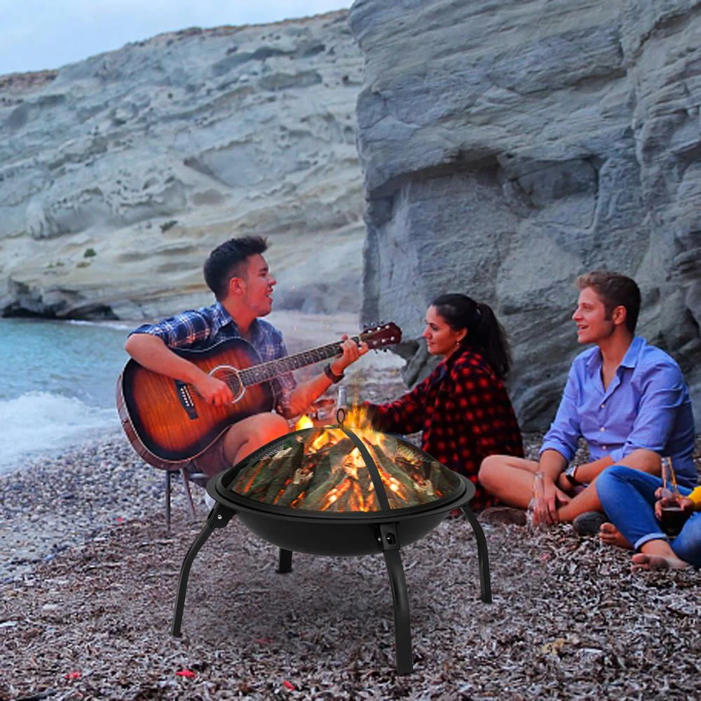 UBesGoo 32 Wood Burning Firepit Garden Square Fire Pit Stove Fire Bowl Patio Firepits Outdoor Black