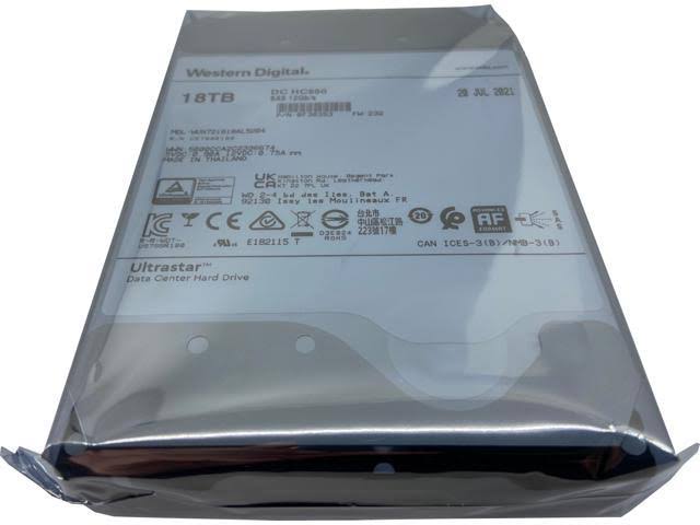 Western Digital Ultrastar DC HC550 WUH721818AL5204 0F38353 18TB 7.2K RPM SAS 12Gb/s 512e 3.5in Hard Drive