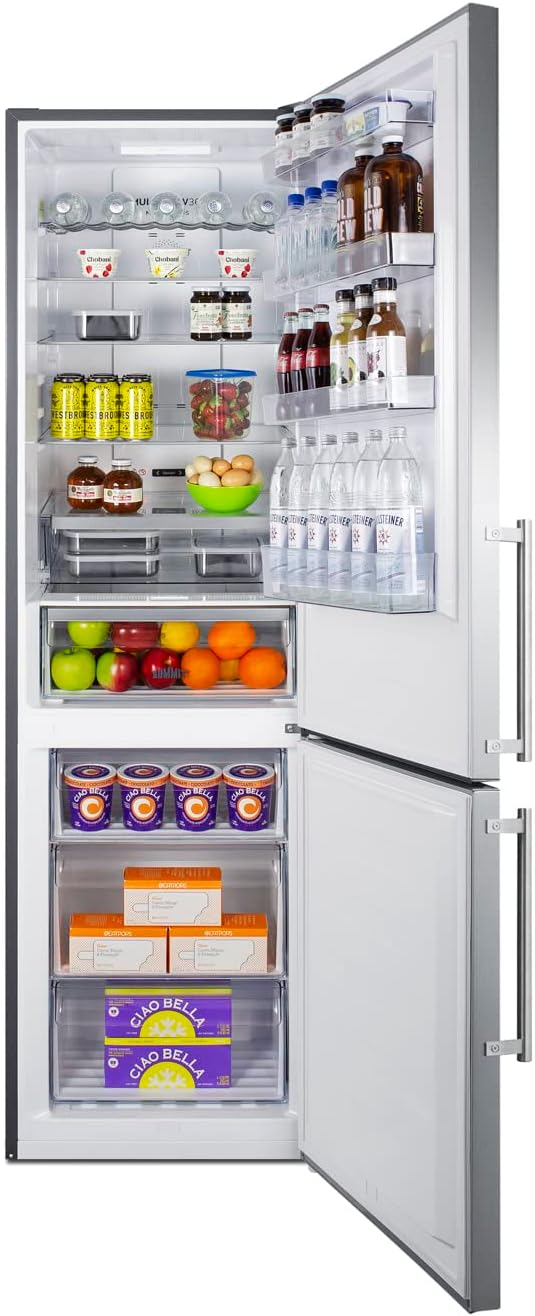 Summit Appliance FFBF181ES2 24" Wide Bottom Freezer Refrigerator, Stainless Steel Door, ENERGY STAR Certified, Digital thermostats, Made in Europe