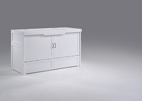 NIGHT & DAY Furniture Murphy Cube Cabinet Bed (White, Queen)