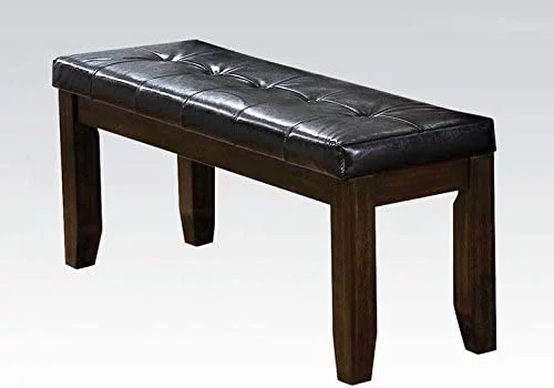 Upholstered Dining Room Bench Ottoman Medium Brown Leather