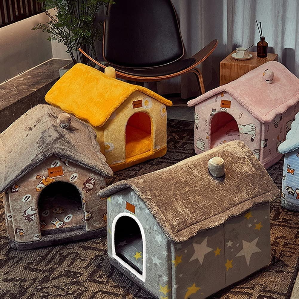 Dog House Indoor Memory Sponge, Foldable Dog House Kennel Bed Mat with Cushion for Small Medium Large Dogs Cats