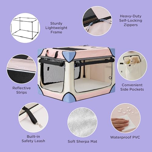 Lesure Soft Collapsible Dog Crate - 42 Inch Portable Travel Crate for Extra Large Dogs Indoor & Outdoor