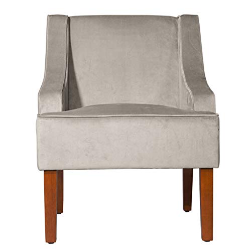 HomePop Velvet Swoop Arm Accent Chair, Suri Blue