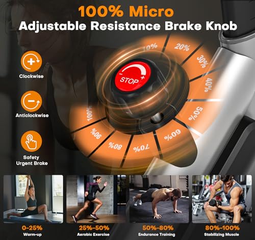 Exercise Bike, Adjustable Magnetic Resistance Stationary Bikes for Home with App Compatible