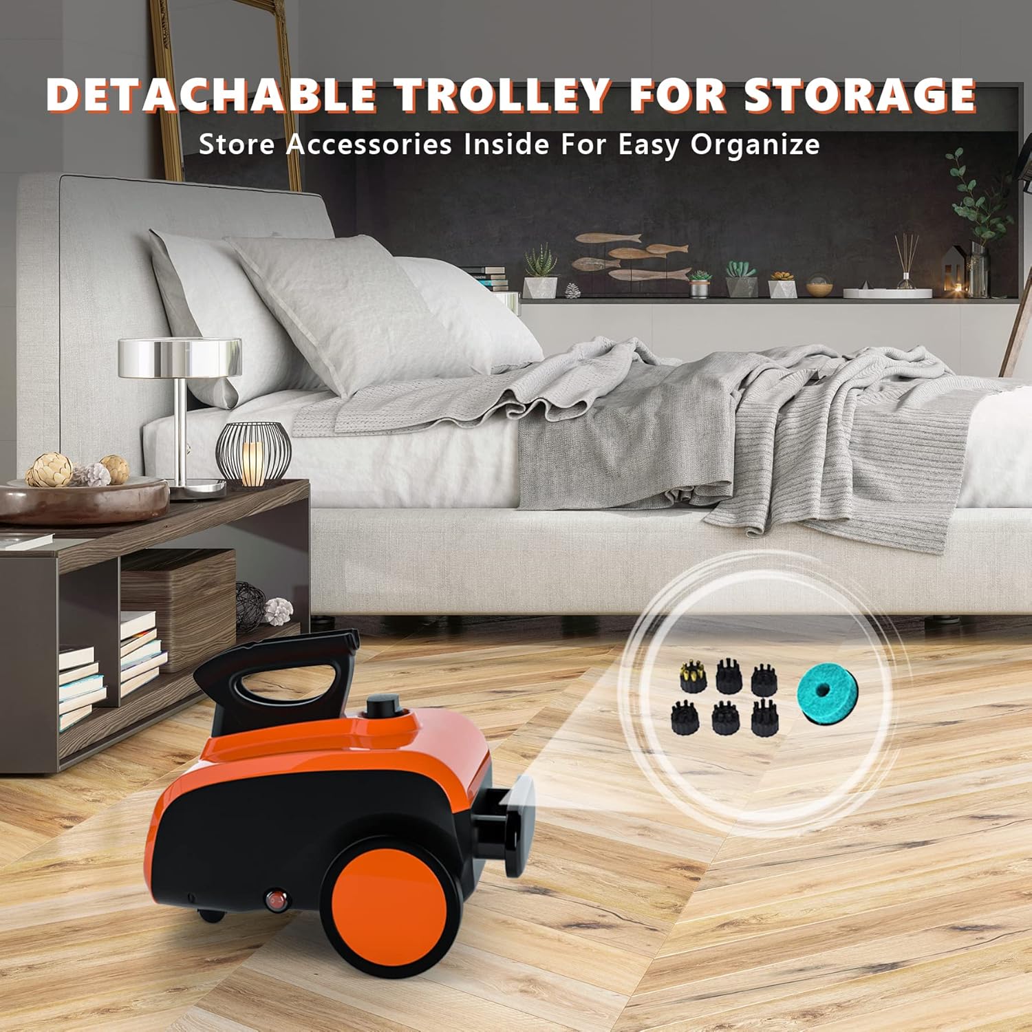 ARLIME Multi-Purpose Steam Cleaner with 19 Accessories, Household Rolling Steamer Cleaning Mop for Carpet, Cars