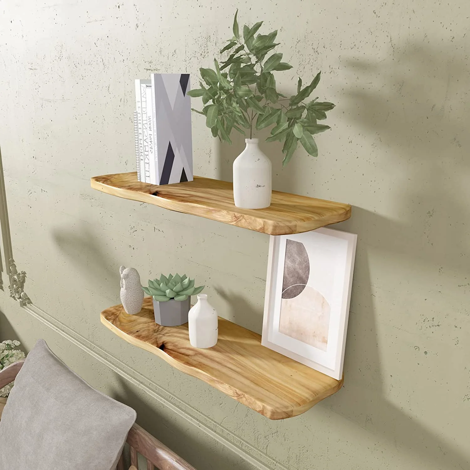 24 Inch Cedar Natural Edge Floating Shelf Set Of 2