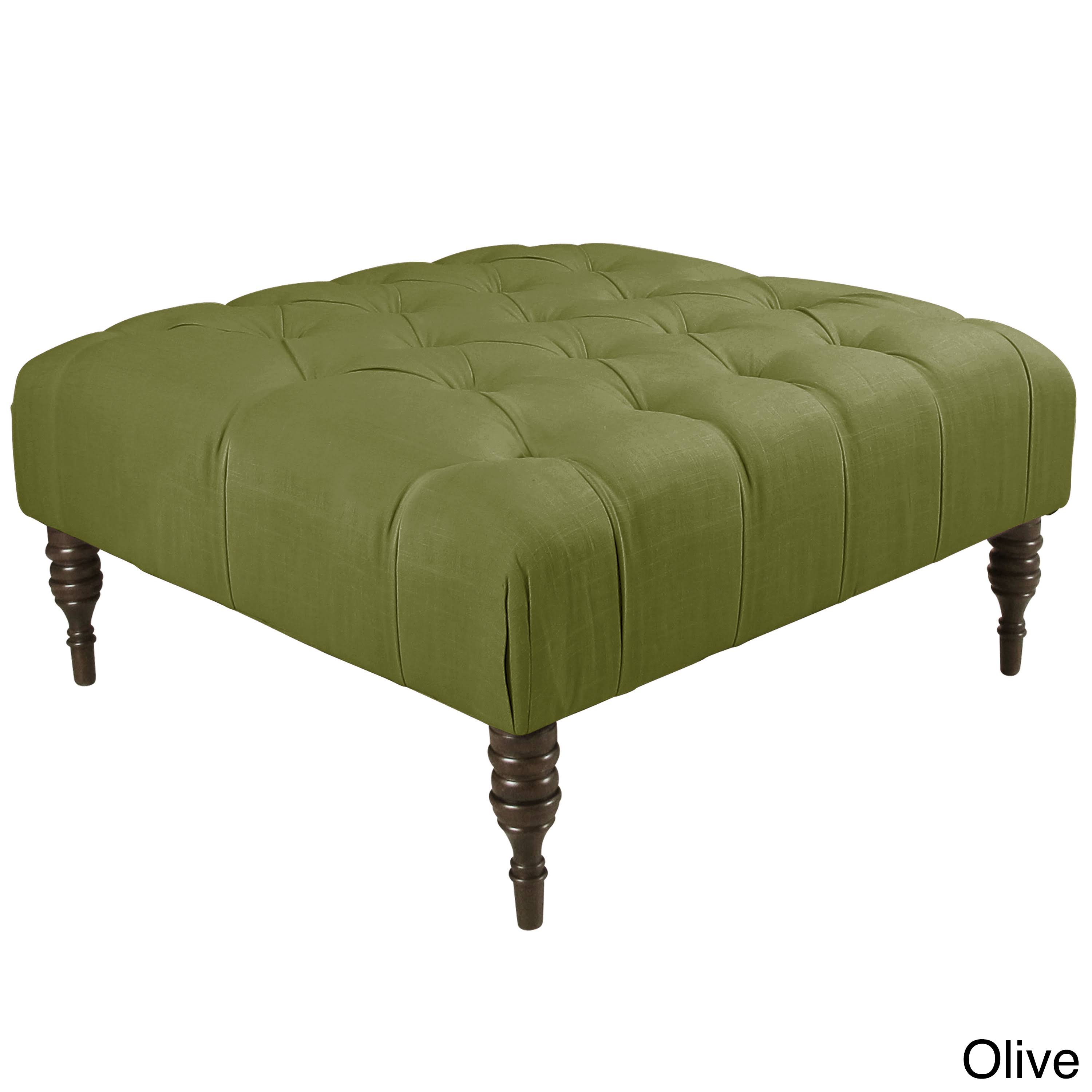 Skyline Furniture 445LNNSND Tufted Cocktail Ottoman Linen Sandstone