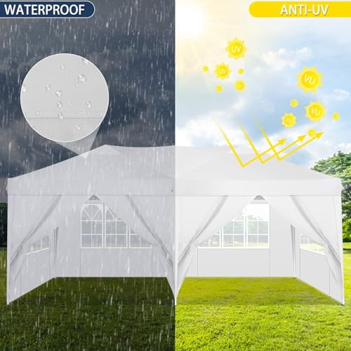 COBIZI Canopy 10x20 Pop Up Canopy Tent with 6 Sidewalls Party Tents for Parties Weddings Backyard Waterproof Canopy Outdoor Commercial Canopy Event