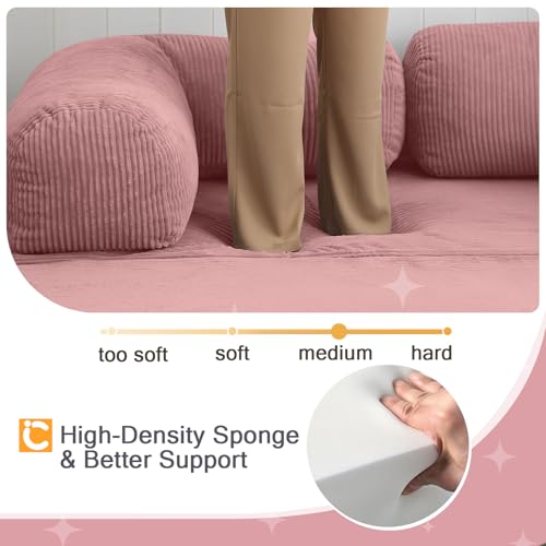 COMAX Folding Sofa Bed, Convertible Chair Bed Corduroy 3-in-1 Foldable Floor Couch with High-Density Foam, Futon Sofa Sleeper Mattress
