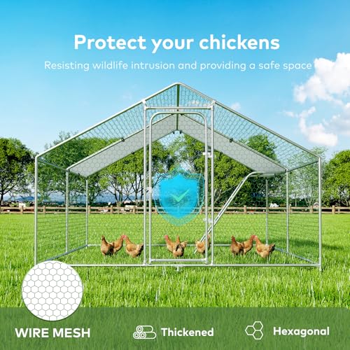 Large Metal Chicken Coop with Waterproof and UV-Resistant Cover