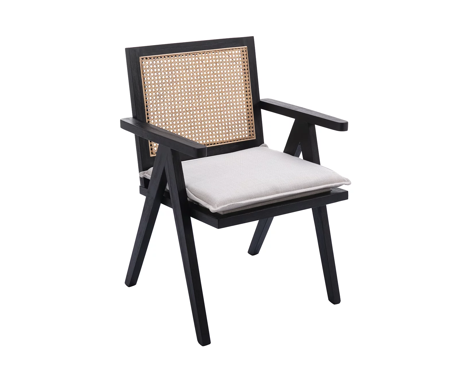Guyou Modern Rattan Dining Chair Set of 2, Mid-century French Farmhouse Upholstered Solid Wood Armchair Reading Chair