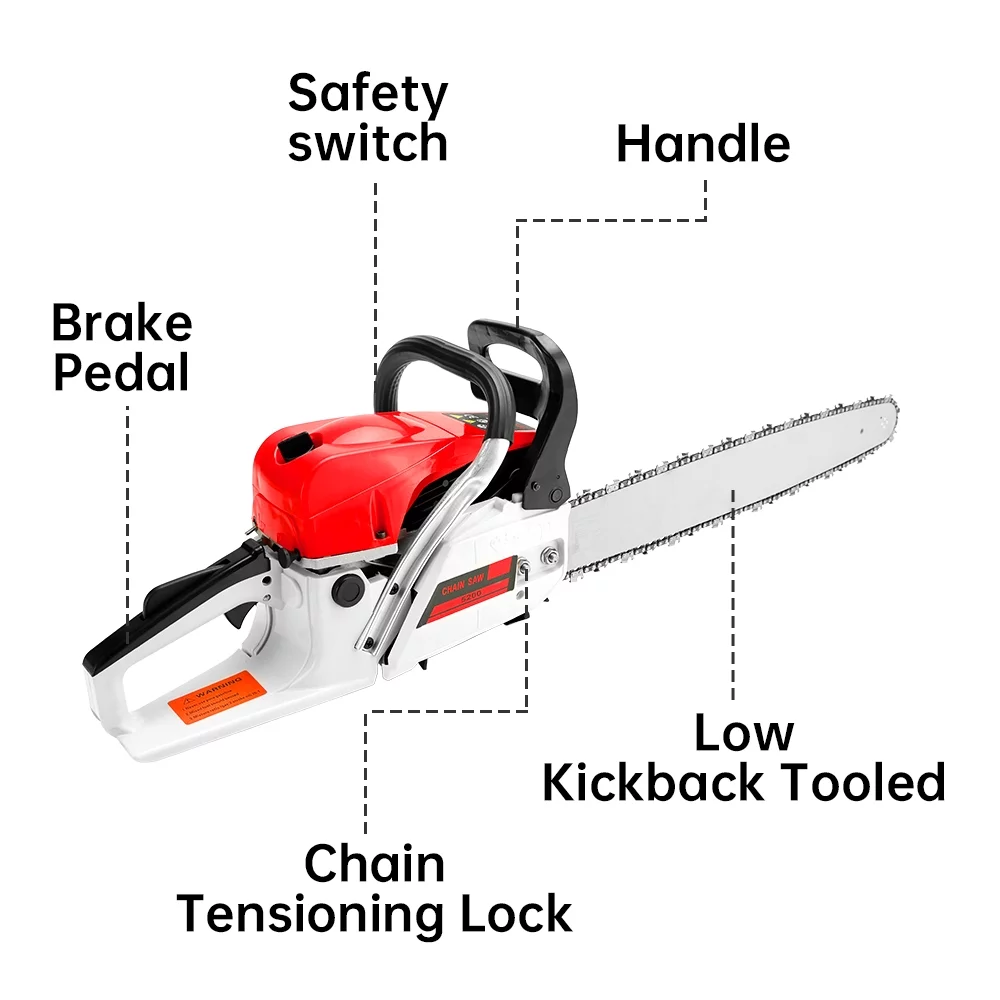 TOPTENG Gasoline Chainsaw with 22 in. Bar 52CC Engine 2-Cycle Gas Powered Chainsaw for Farm/Garden/Ranch/Firewood