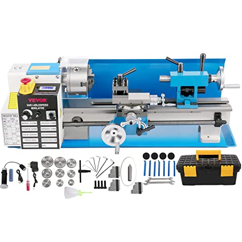 VEVOR Mini Metal Lathe, 7"x14", Benchtop Metal Lathe, 550W Variable Speed 2250 RPM Metal Lathe, with 3-jaw Chuck Mini Lathe Machine