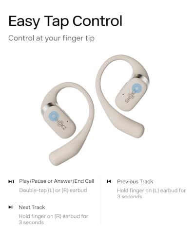 SHOKZ OpenFit - Open-Ear True Wireless Bluetooth Headphones with Microphone, Earbuds with Earhooks, Sweat Resistant, Fast Charging, 28HRS Playtime