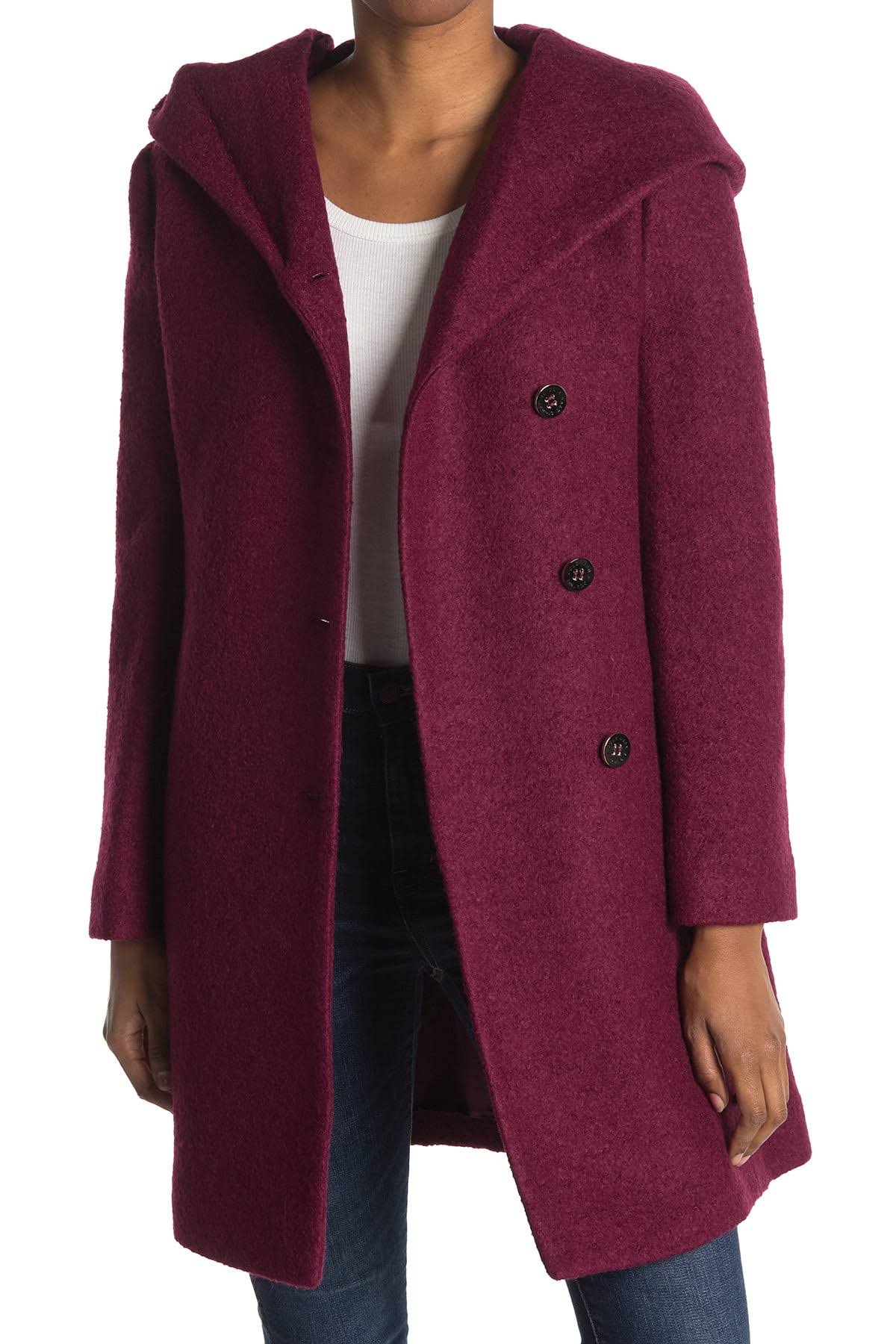 Cole Haan Asymmetrical Wool-Blend Coat, 4 / Purple