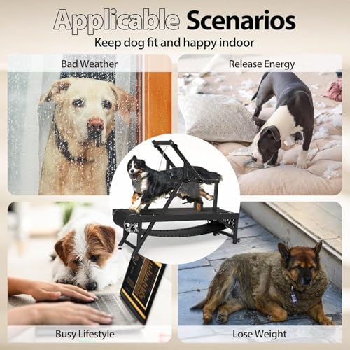 Dog Treadmill, HotFeed Dog Slat Mill for Medium Dogs, Doggy Treadmill with Brake & Plastic Track, Dog Pacer Treadmill to Keep Active and Fit