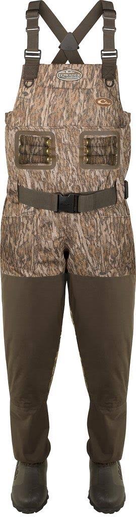 Drake Waterfowl Eqwader 1600 Breathable Wader with Tear-Away Liner in Mossy Oak Bottomland Size 10