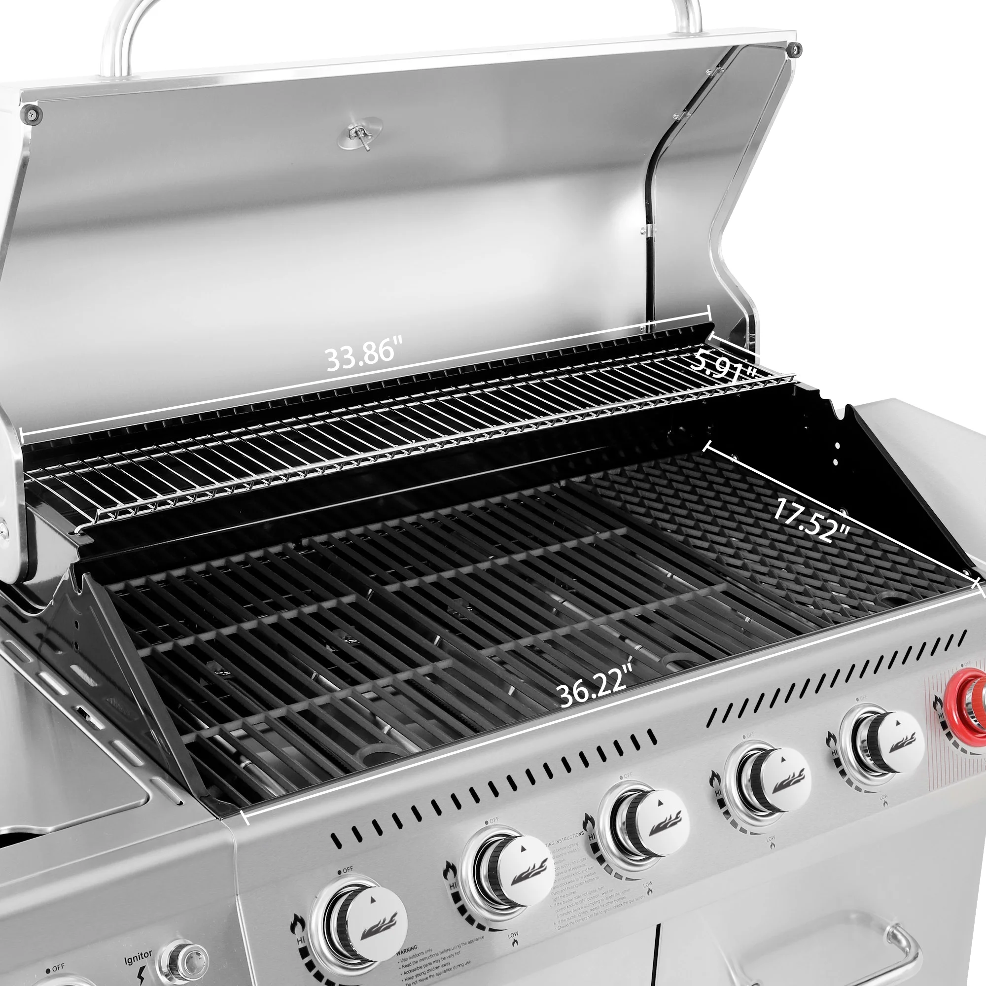 Royal Gourmet GA6402S Stainless Steel Gas Grill, Premier 6-Burner BBQ Grill with Sear Burner and Side Burner, 74,000 BTU, Cabinet Style