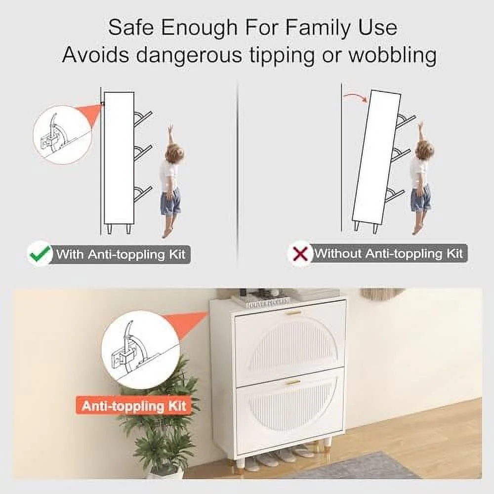 KHBIULIFE Shoe Cabinet for Entryway Slim  Hidden Shoe  Cabinet with Doors  White Flip Drawer Shoe Organizer Cabinet Thin， Narrow Shoe Rack Cabinet