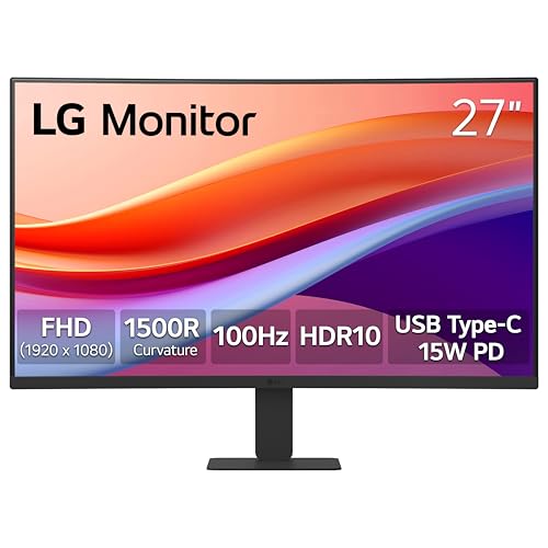 LG 24U421A-B 24-inch Full HD (1920 x 1080) Curved Computer Monitor, 100Hz, 5ms, HDR10, 3-Side Borderless, Switch, HDMI, USB Type-C 15W PD