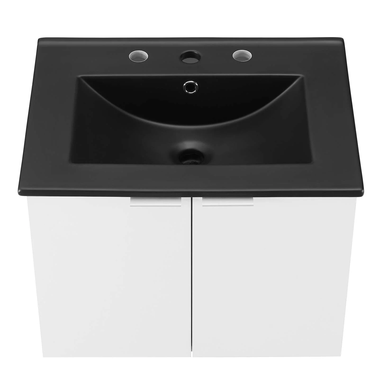 Sink Vanity Cabinet, Wall Mounted, Melamine, White Black, Modern Contemporary Urban Design, Hotel Bedroom Bathroom Master Suite Guest