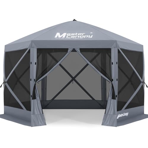 MASTERCANOPY 12x12FT Pop Up Gazebo Screen Tent - Instant Screen House with Netting, Quick Set, Outdoor Canopy Shelter with Carry Bag for Camping