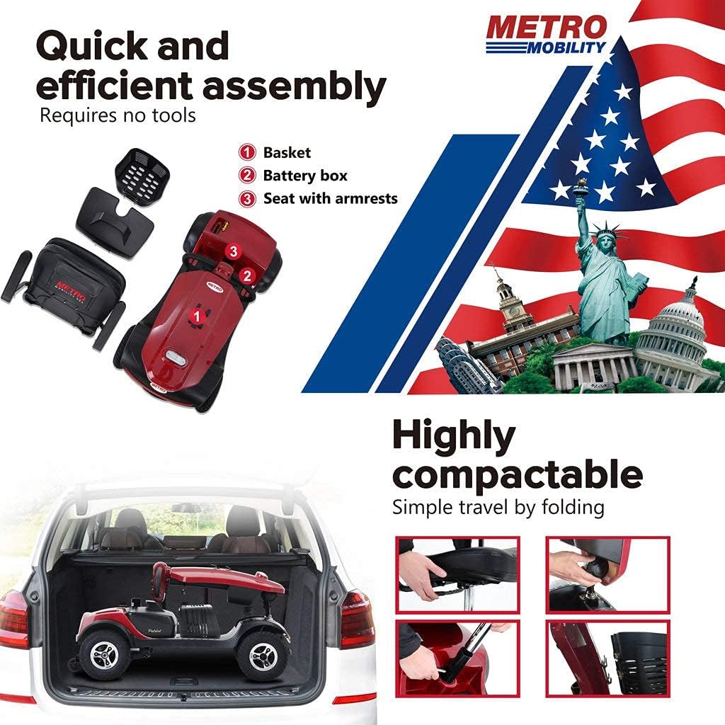 Metro Mobility 4 Wheel Powered Mobility Scooters for Seniors - 300 lbs Capacity Electric Scooter with Seat for Adults, Travel