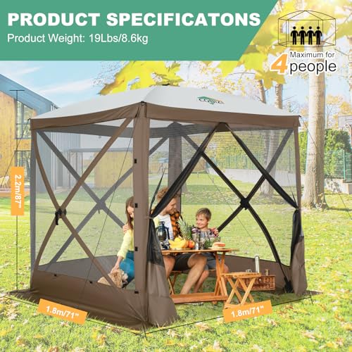 COBIZI 12x12ft Pop up Gazebo Screen Tent Screen House for Camping, Camping Outdoor Screened Gazebo, Canopy Tent