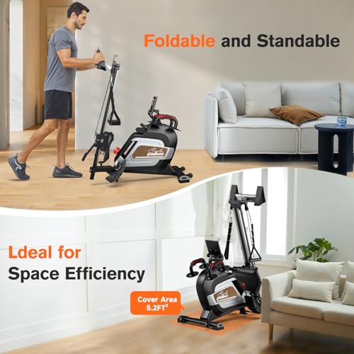 Pooboo Magnetic Rowing Machine 360 LB Weight Capacity, folding rower with Combination Strength exercise, Tablet Holder and Comfortable Seat Cushion