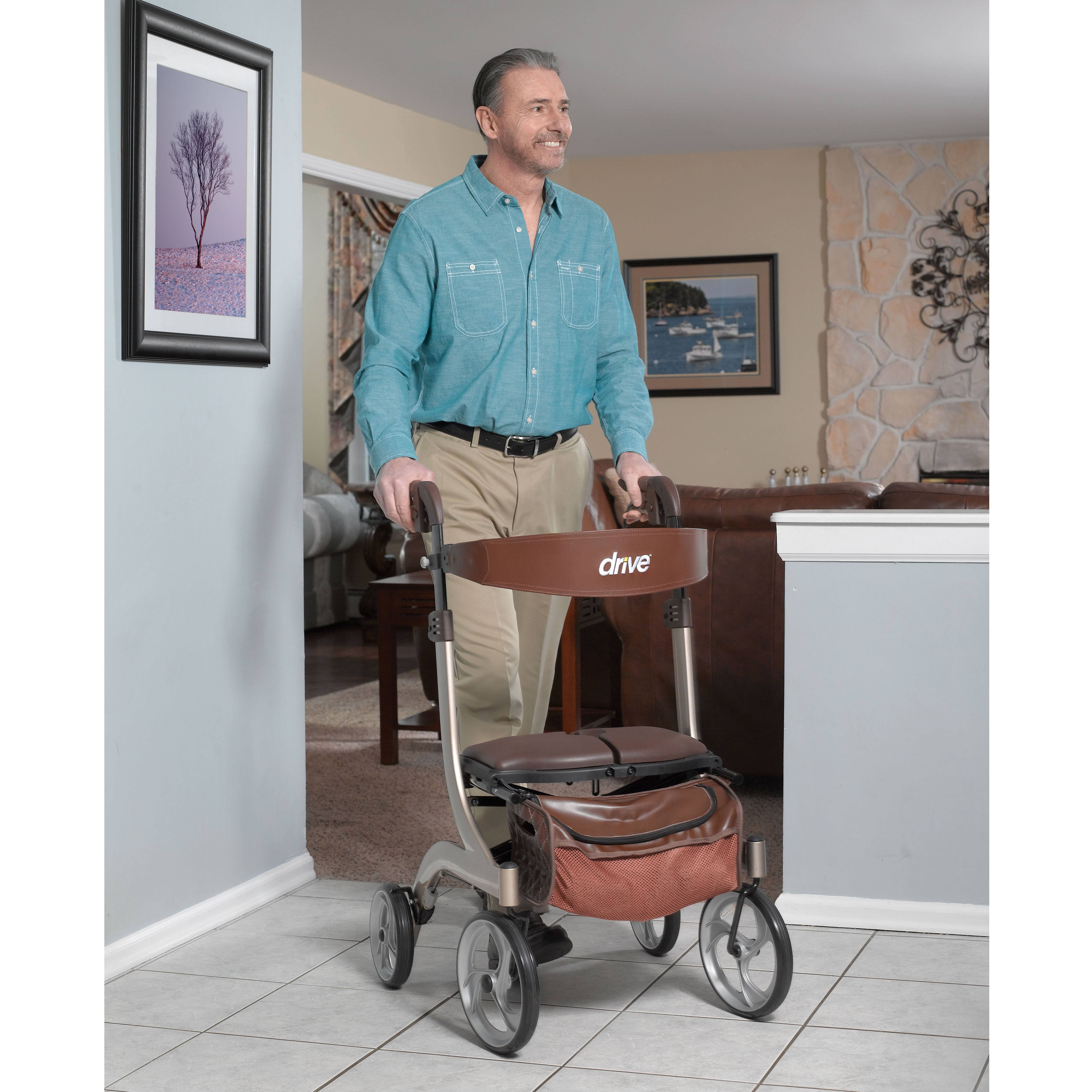 Drive Medical Nitro DLX Euro Style Rollator Rolling Walker, Brown