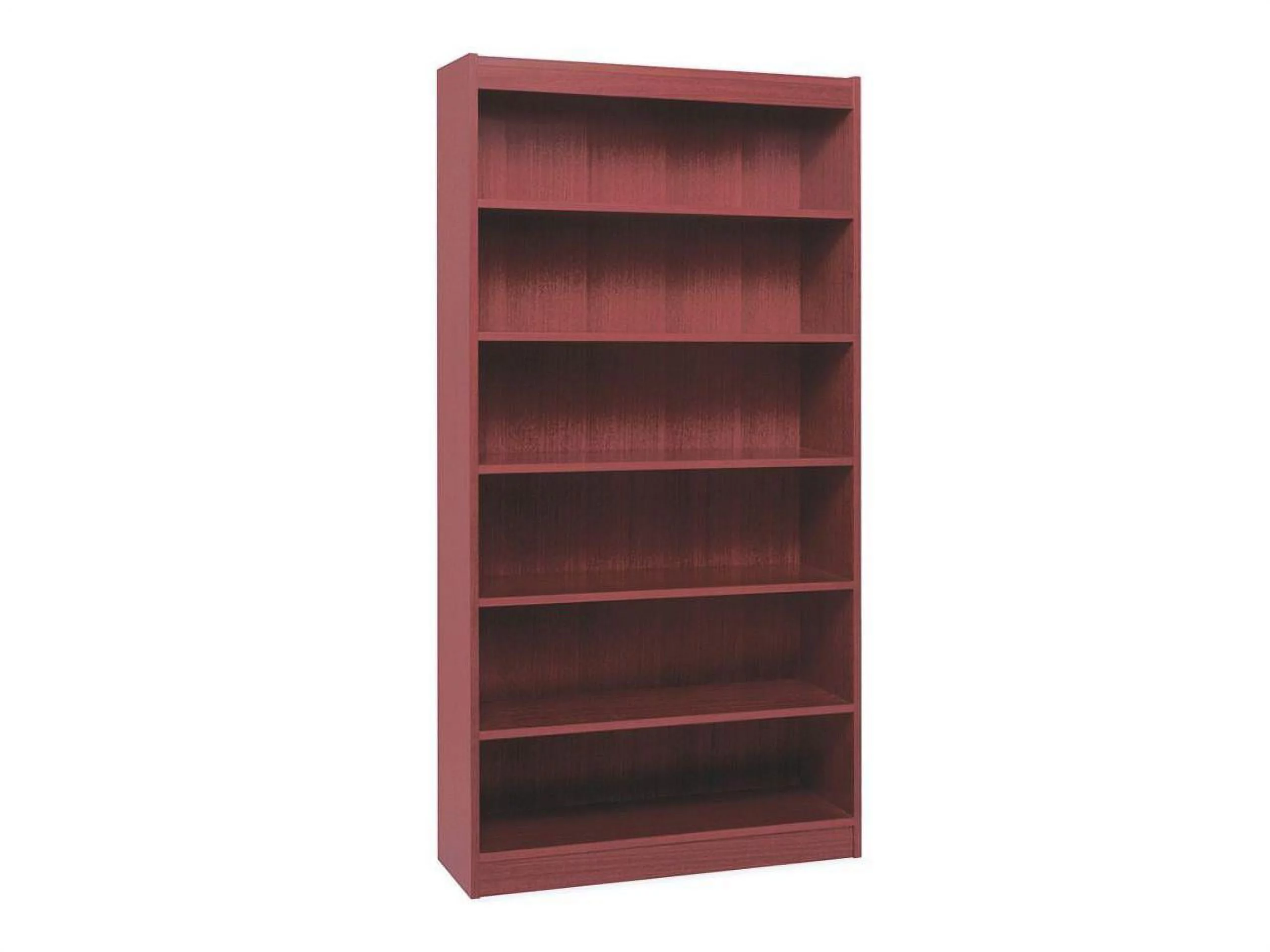 Lorell Panel End Hardwood Veneer Bookcase 36" x 12" x 72" - 6 x Shelf(ves) - 660 lb Load Capacity - Mahogany - Laminate - Wood - Assembly Required