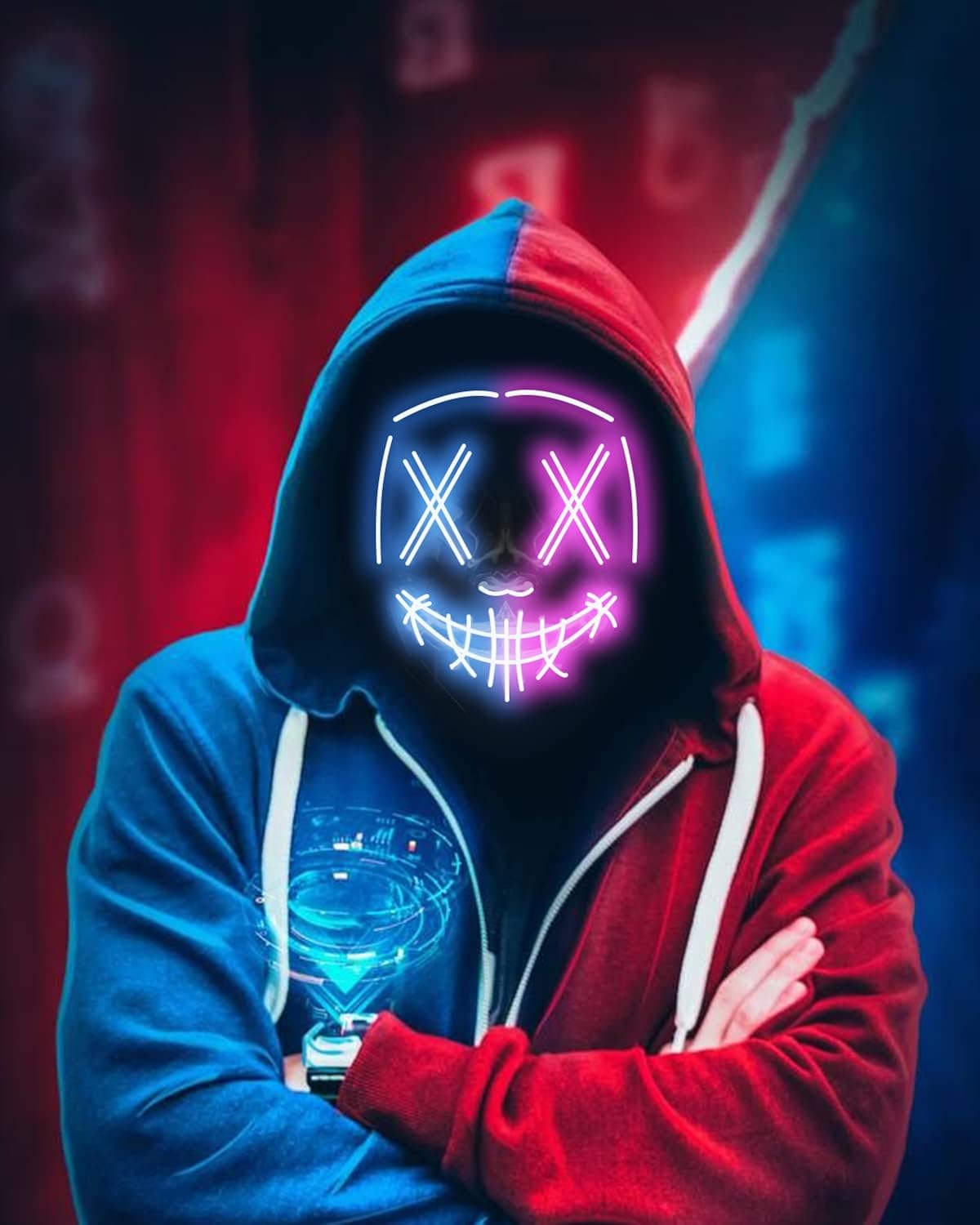 Depointer Halloween Scary Mask Cosplay Led Costume Mask EL Wire Light up Halloween Festival Party