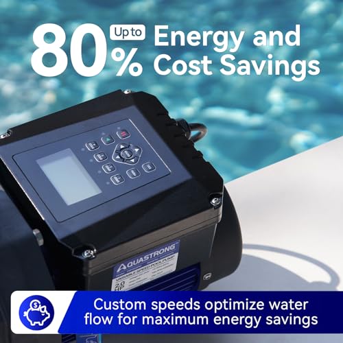 AQUASTRONG Variable Speed Pool Pump, 2 HP, 220V, 10566GPH, In/Above Pool Pump, Energy Efficient, High Flow
