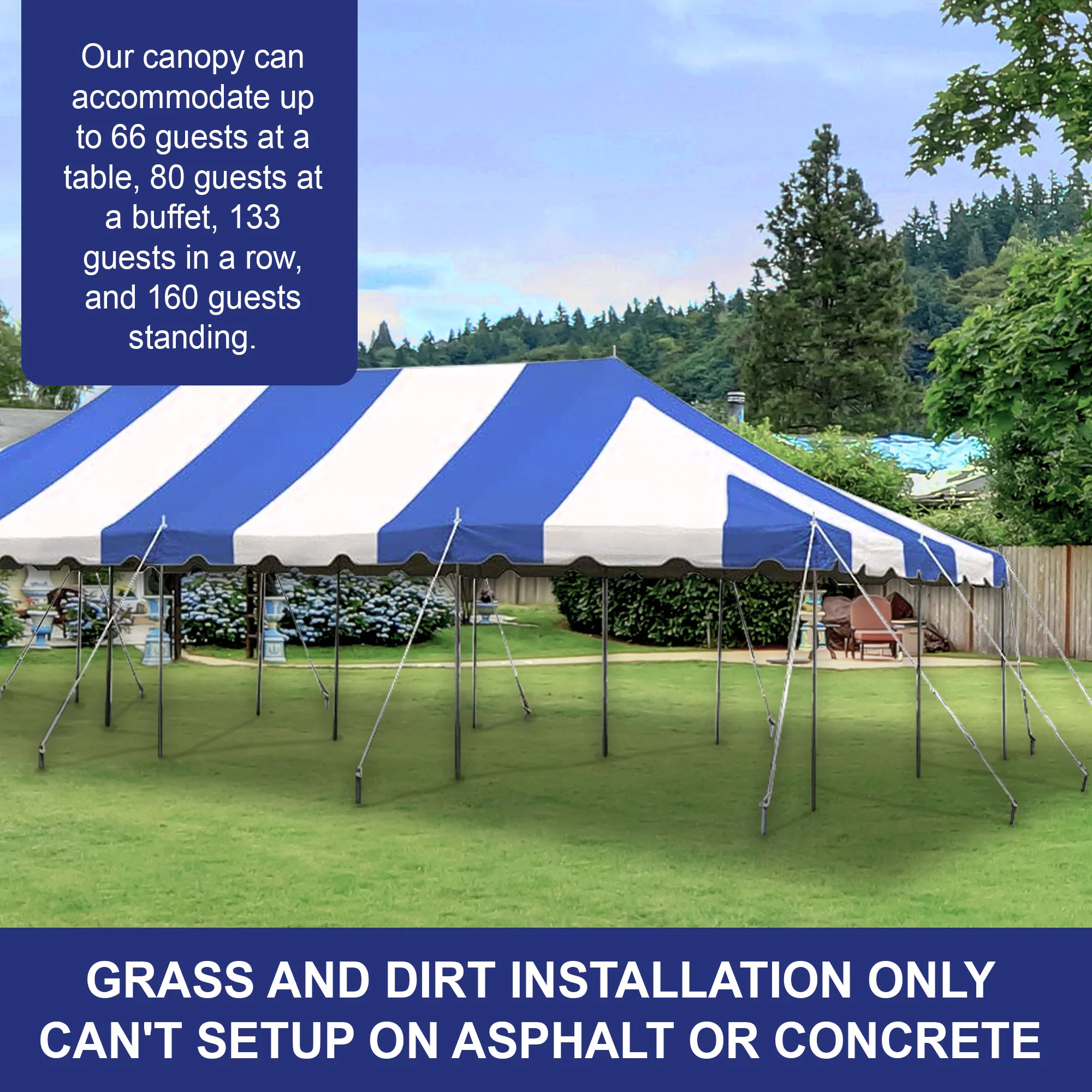 Party Tents Direct Weekender Outdoor Canopy Pole Tent, Blue, 20 ft x 40 ft