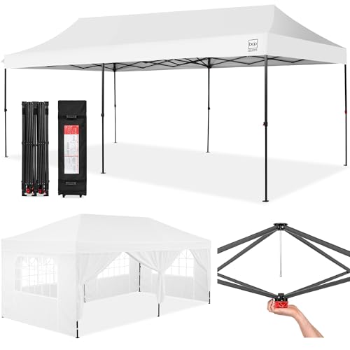 Best Choice Products 10x20 Party Tent, Heavy Duty Waterproof Large Outdoor Event Easy Pop Up Canopy Shelter w/Sidewalls, 1-Button Setup, Wheeled Case
