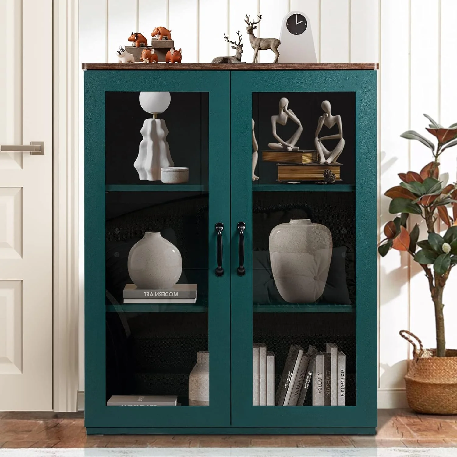 REHOOPEX Storage Buffet Cabinet with Glass Doors, Display Cabinet 36"H for Home Kitchen, Hallway