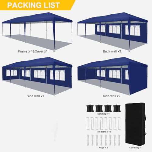 COBIZI Canopy 10x20 Pop Up Canopy Tent with 6 Sidewalls Party Tents for Parties Weddings Backyard Waterproof Canopy Outdoor Commercial Canopy Event