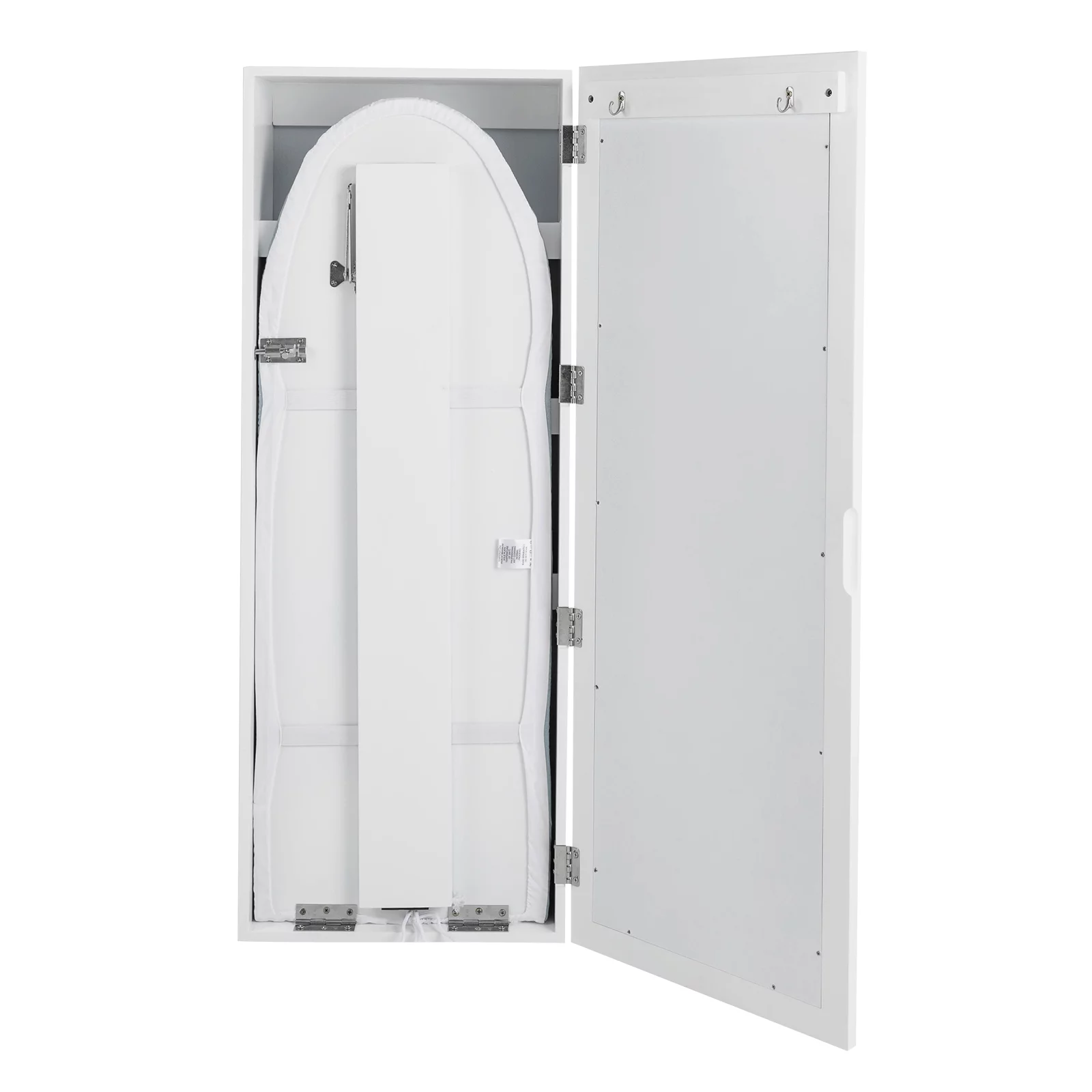 Miumaeov Wall Mounted Ironing Board with Storage Cabinet, Built in Ironing Board & Folding Support Leg, Wall-Mounted Mirrors for Home