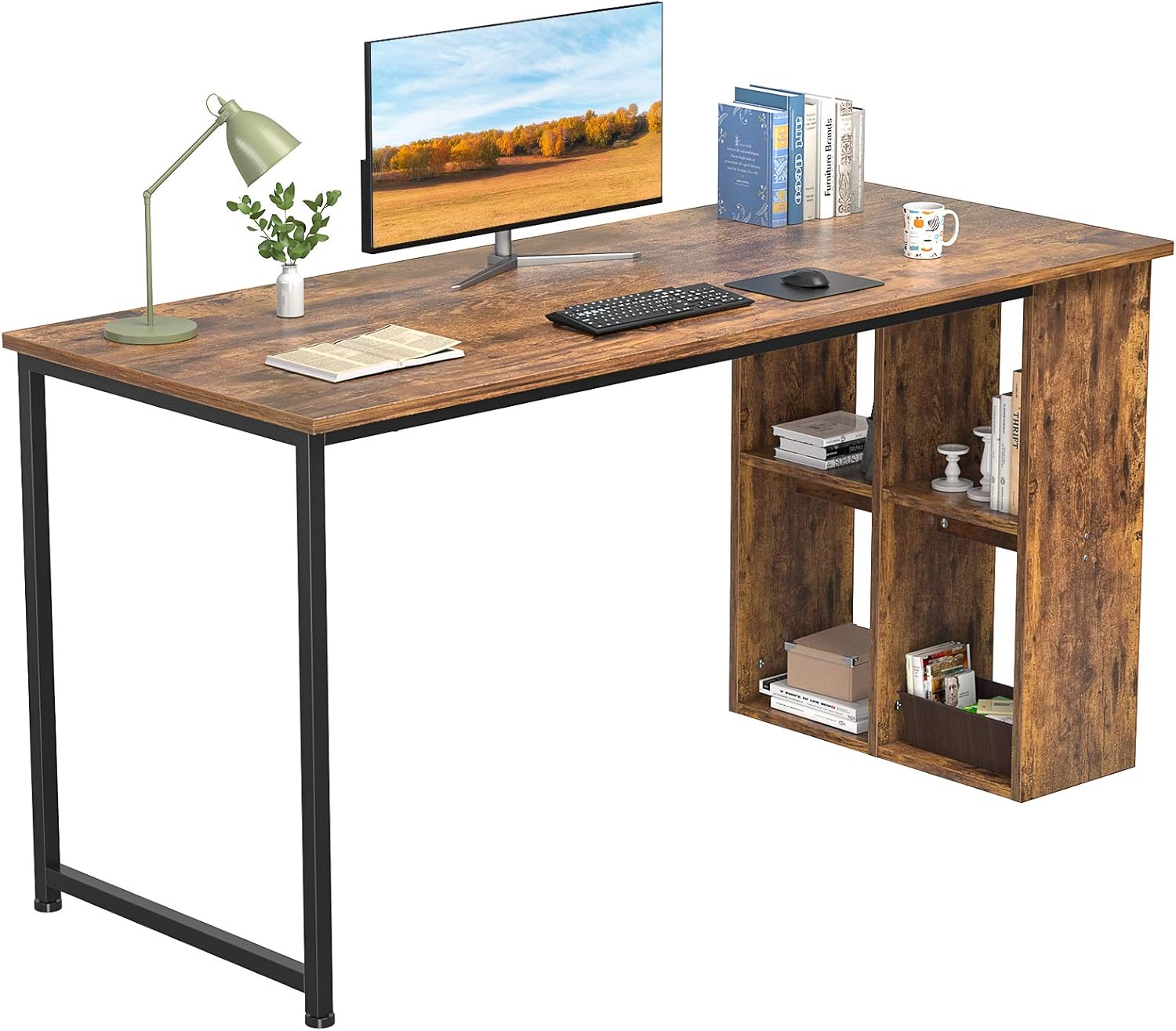 Homfio 47.2'' Computer Desk with Storage Shelves, Modern Home Office Desk Computer Table with Cabinets