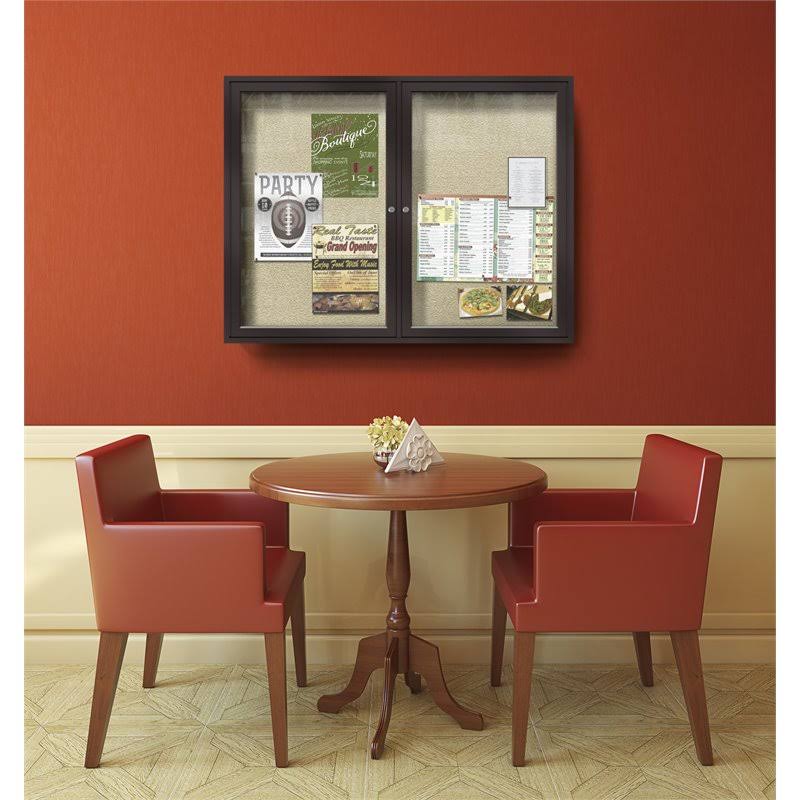 Ghent Pb23648vx-195 36 in. x 48 in. 2-Door Bronze Aluminum Frame Enclosed Vinyl Bulletin Board - Navy