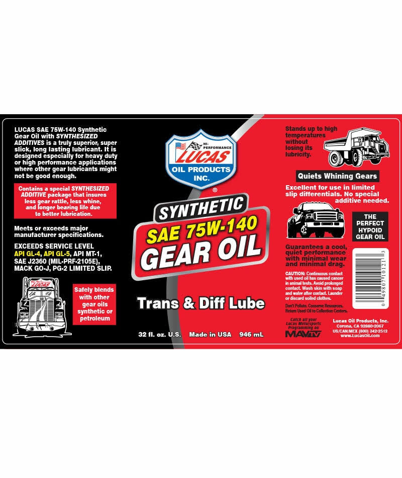 Lucas Syn 75W-140 Trans 5 Gal 10123