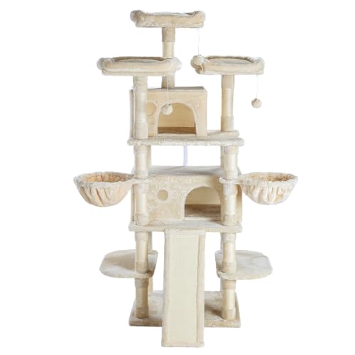 SHA CERLIN 68 Inches Multi-Level Large Cat Tree for Large Kitties/Big Cat Tower with Condo/Cozy Plush &zwnj