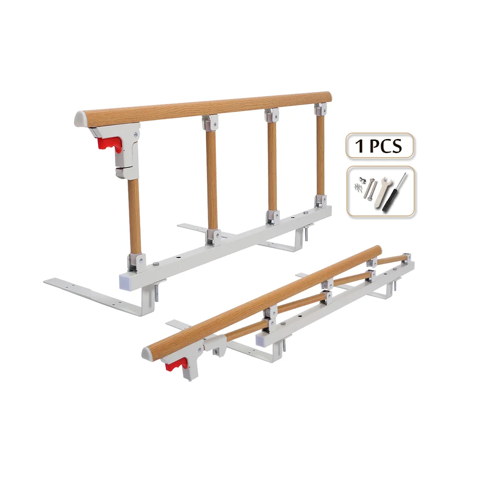 Bed Rails for Elderly Adults Safety Bed Side Assist Rail Collapsible Guard Railing Medical Bedrail Slides Under Mattress Hospital Bed Half Rail