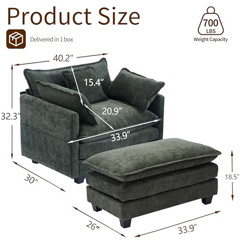 SweetGO corporation 40" Chenille Lounge Chair for Reading, Modern Couch Cozy Sofa Bed