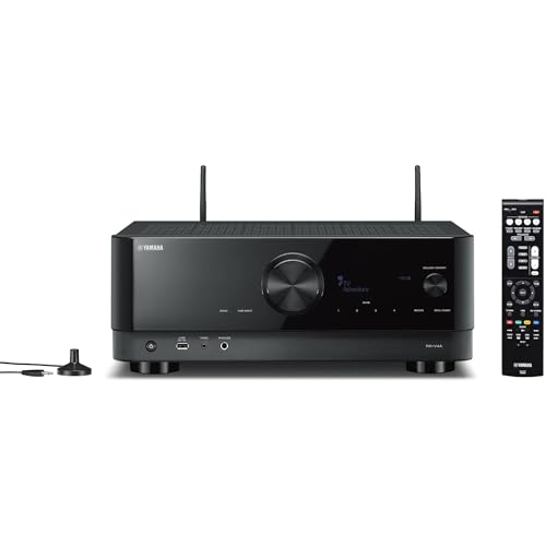 Yamaha RX-V4A 5.2-Channel Surround Sound Network AV Receiver with MusicCast Built-in Wi-Fi and Bluetooth Streaming Home Theater System Bundle with