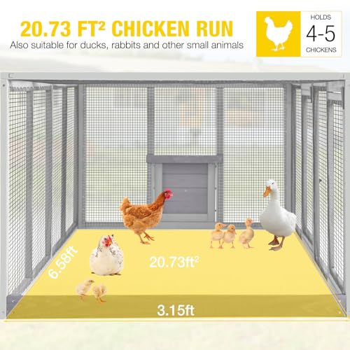 Aivituvin Chicken Coop with Wheels Outdoor Poultry Cage with Two Nesting Boxes 19ft&sup2; Wooden Hen House
