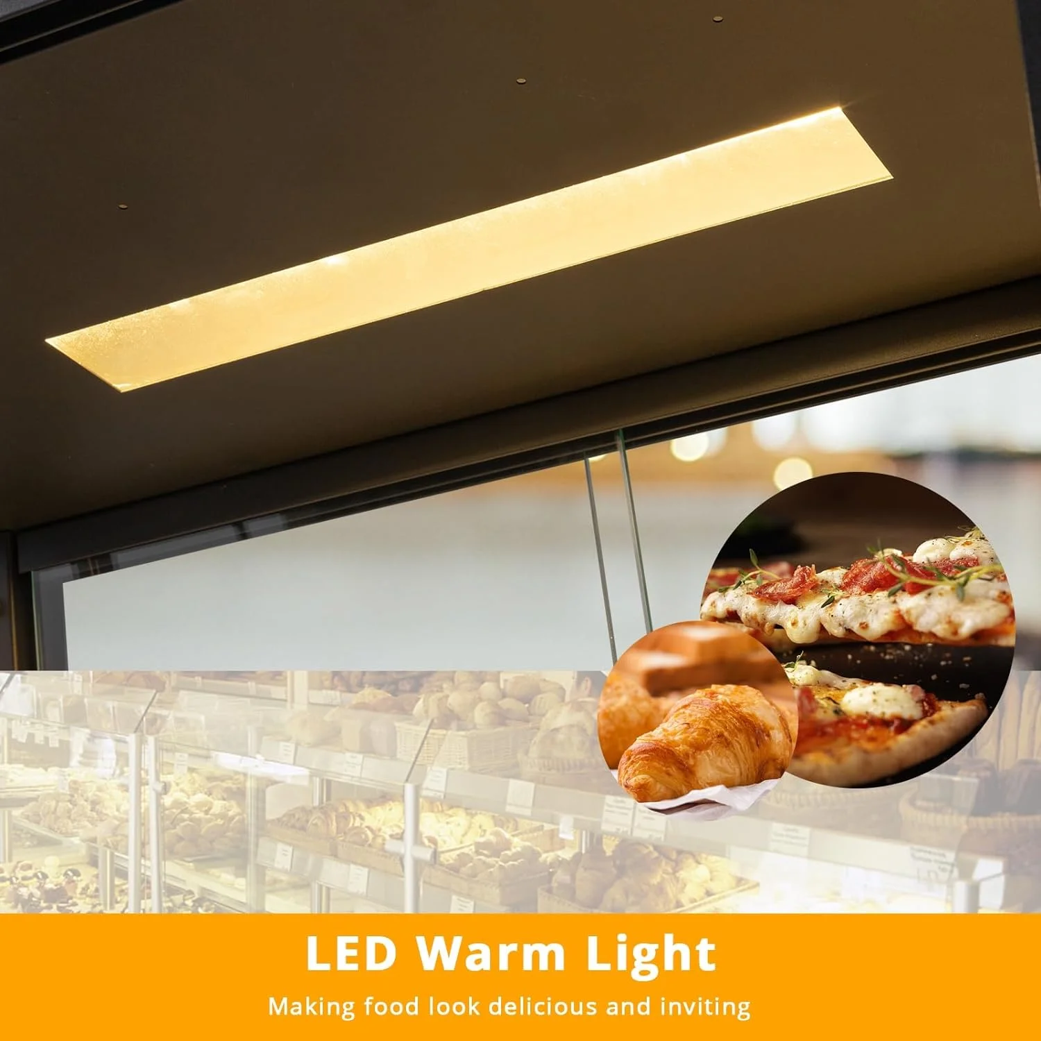 ROVSUN 35" Pizza Warmer Food Warmer Display, 3-Tier Electric Food Warmer Commercial Countertop w/LED Lighting Adjustable Removable Shelves Glass Door