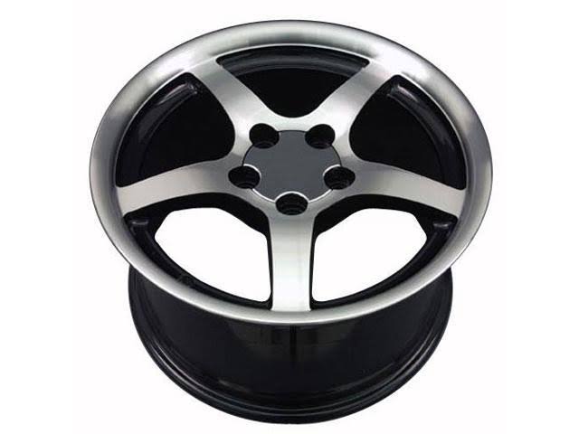 OE Wheels 18x9.5 Wheel Fit Corvette, Camaro - C5 Style DD Black Rim with Machined Face