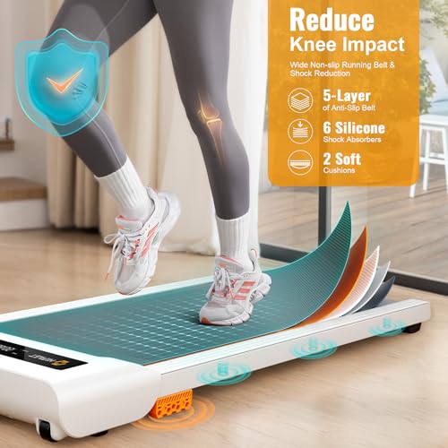 Walking Pad, 2.5HP Under Desk Treadmill for Home Office, 300 Lbs Capacity Portable Treadmill with Remote Control & LED Display